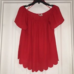 Red Off the Shoulder Top